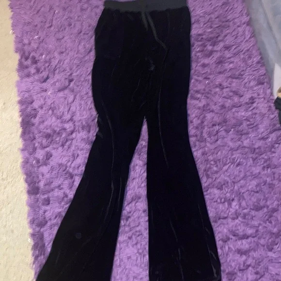 Black Velvet Flare Pants - Picture 1 of 6